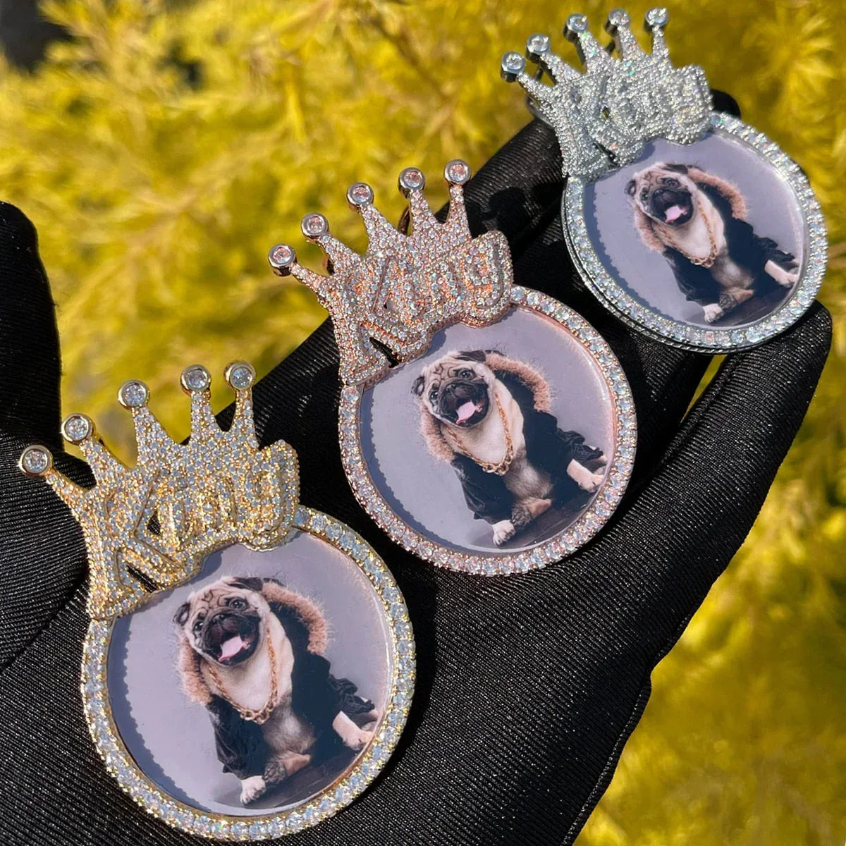 King Crown Bail Custom Photo Pendant Necklace – Iced Out Hip Hop Jewelry - CaratixJewelry